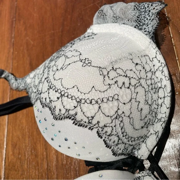Lace Overlay Bra with Black Straps